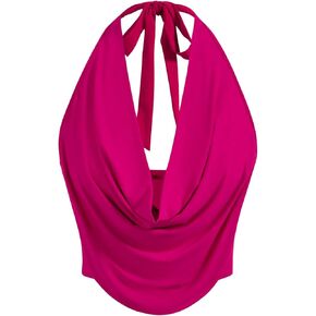 SOLY HUX Women's Halter Draped Front Tank Top Sexy Backless Going Out Crop Vest Tops