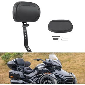 Adjustable Driver Backrest Front Rider Back Rest Compatible with Can Am F3/F3-L/F3-S/F3-T 2015-2024（With Storage Pouch）