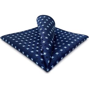 SHLAX&WING Floral Blue Mens Pocket Square Silk Handkerchief Handmade