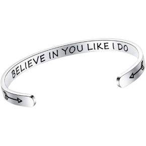 Fuqimanman2020 Inspirational Bracelets for Women Girls Personalized Gift for Her Engraved Mantra Cuff Bangle Birthday Christmas Jewelry Gift For Friends Daughter Granddaughter Sister