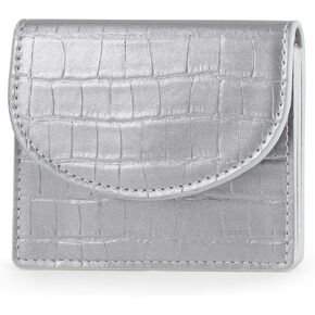 APHISON Credit Card Holder, Small Card Wallet, Slim Cute Card Holder Wallet, Coin Pocket Business Card Case with Clasp for Women (Silver)