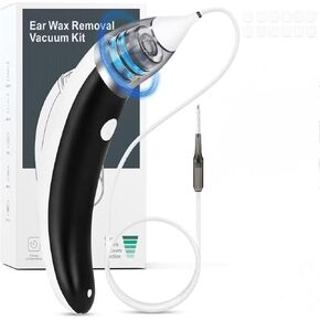Ear Vacuum Ear Wax Removal Kit with 5 Levels Strong Suction, USB Rechargeable Reusable Electric Ear Suction Vacuum Tool for Adults and Kids (Black)