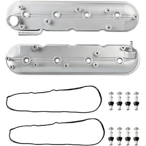 WATERWICH Aluminium Valve Cover kit Compatible with Chevy Silverado Suburban Tahoe, GMC Sierra Yukon, Cadillac Escalade Replacement for 12642655 264-969 Left & Right (Sliver)