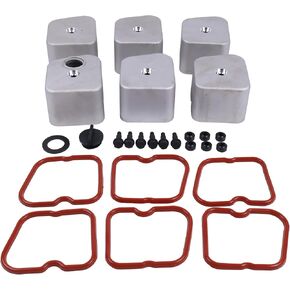 Aluminum Valve Covers W/Bolts Gasket 3928405 Compatible with Dodge Ram 2500 3500 5.9 Compatible with Cummins 1989-1998 Replaces 3929412 3960372,with Oil Feed Cap