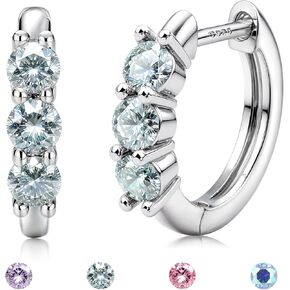 أقراط Moissanite الأطواق: 18 ألفًا من الذهب الأبيض مطلي 925 بالولاية الفضية من الأقطاب الفضية السفليات ذات الأطوار الذهب الصغيرة.
