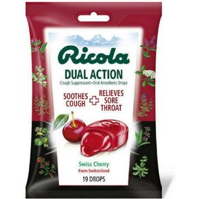 Ricola Dual Action Cough Suppressant Drops, Cherry 19 drops (Pack of 1)