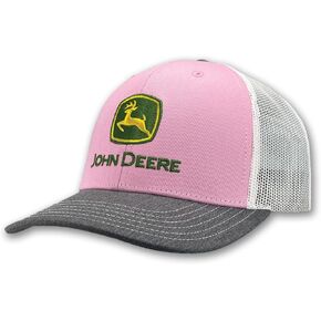 قبعة John Deere Trucker ، وردي ورمادي مع شبكة بيضاء ظهر ، Snapback قابلة للتعديل