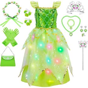 Princess Dress Up - Toddler Dress Up Clothes for Girls 3-10 Years, Light Up Princess Costume for Halloween Role Play