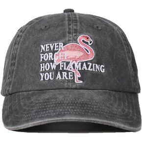 InnoBeta Flamingo Gifts for Women Flamingo Lovers, Adjustable Vintage Baseball Cap Washed Cotton Embroidered Hat Grey