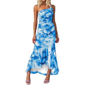 الزهور النسائية واحدة الكتف bodycon المشد