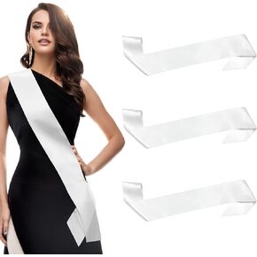أبيض SASH 3PCS SASHES SASHES للمسابقات PAGENTS CARNING SASH PARTY APPECTORY لحضور حفل زفاف عيد ميلاد للنساء لوازم DIY