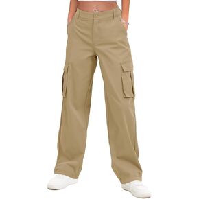 Gracyoga Cargo Pants for Women High Waisted Wide Leg Casual Pants Y2k Streetwear Trousers with 6 Pockets