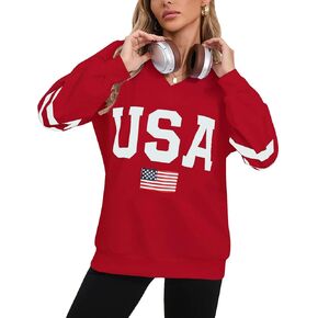 Alsol Lamesa Womens American Flag Sweatshirts Long Longe