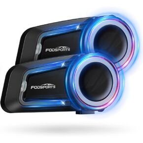 Fodsports Motorcycle Bluetooth Intercom FX4 Pro 1200m Helmet Intercom, 4 Riders Motorcycle Bluetooth Headset, Helmet Communication System FM/Hard &Soft Mic/2Pack