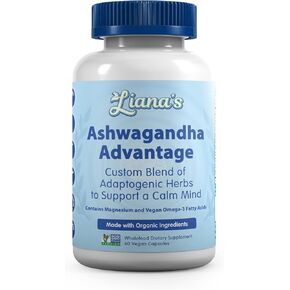 Ashwagandha Advantage, USDA Organic Blend for Stress Relief, Mood & Adrenal Support. Made with Ashwagandha, Turmeric, Spirulina, and More- 60 Capsules Pure Non-GMO Vegan Supplement