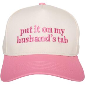 KATYDID Put It On My Husband's Tab Hat - Two Toned Vintage Hat - Stylish 5 Panel Hat for Women - Trendy Vintage Baseball Cap