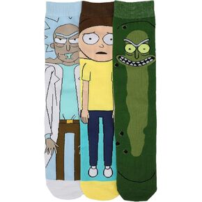 Rick & Morty Animigos Characters Men's 3-Pack Casual Crew Socks