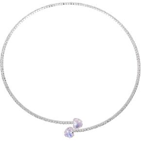 Heart Necklace Rhinestone Heart Diamond Sparkly Crystal Choker Necklace Fashion Minimalist Party Prom Accessories for Women for Women Open Collar Necklace Jewelry Accessories ﻿