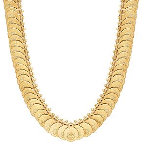 Bodha Tradional Indiangold Plented Temple Long Coin Necklace (SJ_2160)