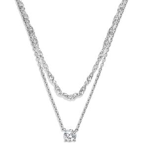 Gold Necklaces Set - Tarnish Proof and Hypoallergenic Layered Thick Gold-Plated Necklaces with Optional Finest Cubic Zirconia Stone- Extension, Strong Lobster Hook, White or 18K Yellow Gold