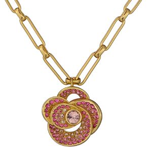 Ted Baker London Florel Crystal Flower Necklace for Women (Gold/Pink Ombre Crystal)