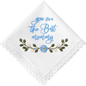 HOULIFE Lace Handkerchiefs for Women, Embroidered White Cotton Hankies for Ladies Women, Mom Gift from Daughter Son