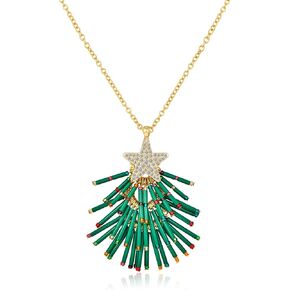LILIE&WHITE Christmas Necklace For Women With Candy Christmas Tree Pendant Necklace Light Bulb Xmas Fashion Jewelry