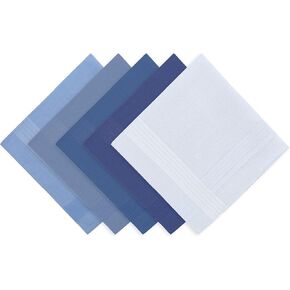 5 PCS Men Handkerchiefs Cotton, Kerchiefs for Men 16 Inch Pocket Squares, Solid Color Stripes, 5 Colors Unisex Father's Day Gifts