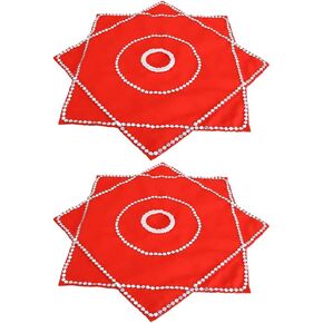 NUOBESTY 2 Pcs Dance Handkerchief Octagonal Towel Red Flower Art Decor Vintage Performance Prop Decor for Women Girls