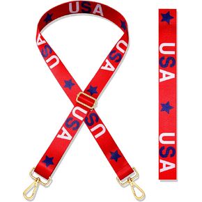 USA Purse Strap Replacement Red White and Blue 4th of July Crossbody Purse Strap Star Shoulder Bag Straps 4th of July Accessories Outfits (Style F)