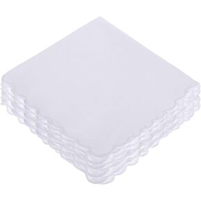 6PCS Mens Handkerchiefs Cotton, Mens White Handkerchiefs Soft Machine Wash Pocket Square Towel for Pockets, Suits Father's Day Gift