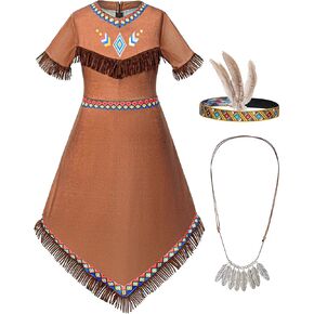 Native American Costume Girls Dress Indigenous American Indians Kids Cosplay 2-12 Years