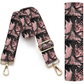 Purse Strap Replacement Crossbody, 3.8cm Wide Shoulder Strap Adjustable Replacement Belt Gold Buckle, Handbag Crossbody Bag Strap Cute Flowers