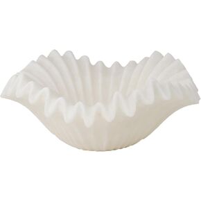 Braxio Decorative Bowl Home Decor - Large Resin Fluted Ruffle Fruit Bowl Handicrafts for Kitchen Counter Modern Home Décor for Wedding Housewarming Gift White 12 × 12 × 5 Inch