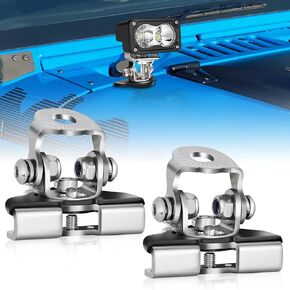 Hood Mount Light Brackets ، 2pcs Universal Ditch Pod Bod Brackets ، مشابك هود لسيارة Pickup UTV SUV ، لا حفر 304 من الفولاذ المقاوم للصدأ