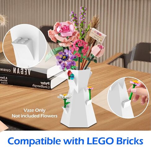 مزهرية لزهور Lego ، متوافقة مع Lego Bricks ، لمجموعة بناء باقة زهرة Lego ، وقف معرض Lego Roses أزهار زهرة Sunflow in Kuwait