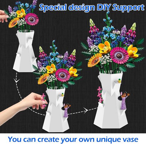 مزهرية لزهور Lego ، متوافقة مع Lego Bricks ، لمجموعة بناء باقة زهرة Lego ، وقف معرض Lego Roses أزهار زهرة Sunflow in Kuwait