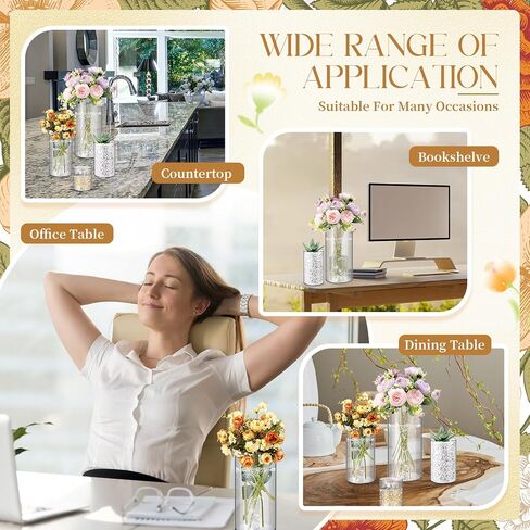 Nuogo 24 Pcs Plastic Cylinder Vases Tall Clear Flower Vases for Centerpieces Hurricane Candle Holder for Home Wedding Office Party Formal Dinners Decorations (4''/6''/8'') in Saudi Arabia