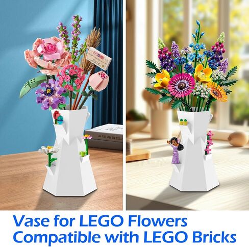 مزهرية لزهور Lego ، متوافقة مع Lego Bricks ، لمجموعة بناء باقة زهرة Lego ، وقف معرض Lego Roses أزهار زهرة Sunflow in Kuwait