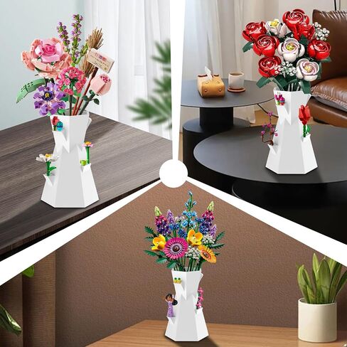 مزهرية لزهور Lego ، متوافقة مع Lego Bricks ، لمجموعة بناء باقة زهرة Lego ، وقف معرض Lego Roses أزهار زهرة Sunflow in Kuwait