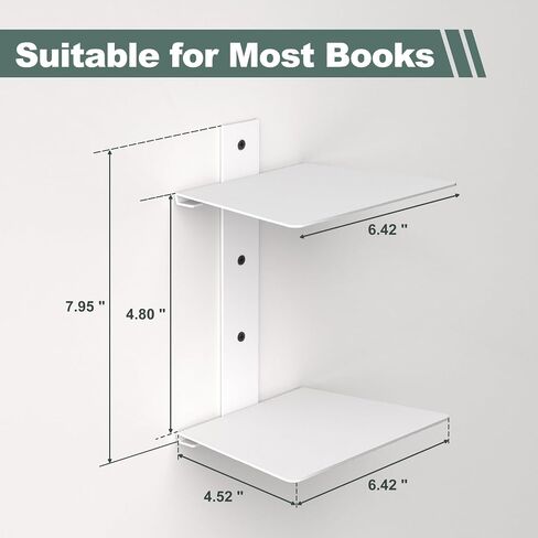 Invisible Floating Bookshelves for Wall, 6 Tier Vertical Spine Book Tower, Heavy Duty Floating Book Shelves Metal Book Organizers for Home Office, 3 Pack(White) in Saudi Arabia