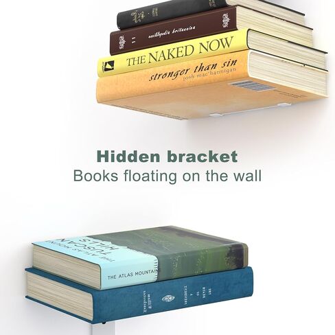 Invisible Floating Bookshelves for Wall, 6 Tier Vertical Spine Book Tower, Heavy Duty Floating Book Shelves Metal Book Organizers for Home Office, 3 Pack(White) in Saudi Arabia