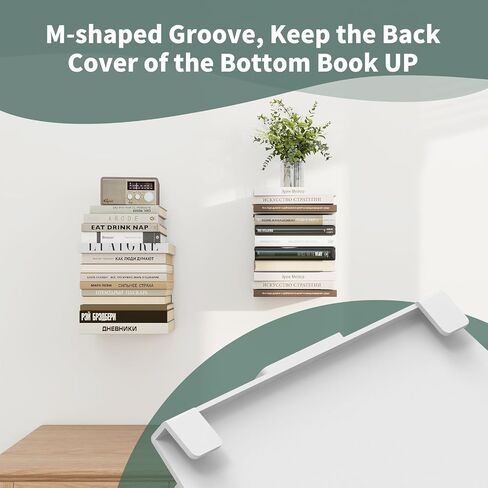 Invisible Floating Bookshelves for Wall, 6 Tier Vertical Spine Book Tower, Heavy Duty Floating Book Shelves Metal Book Organizers for Home Office, 3 Pack(White) in Saudi Arabia
