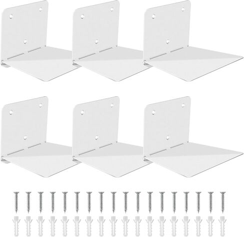 Fentec Invisible Floating Bookshelf, Wall Mounted Floating Bookshelves Heavy-Duty Book Organizers Hidden Book Shelf Metal Shelves Holder for Books Storage Bedroom Living Room Home Office, 4-Pack White in Saudi Arabia