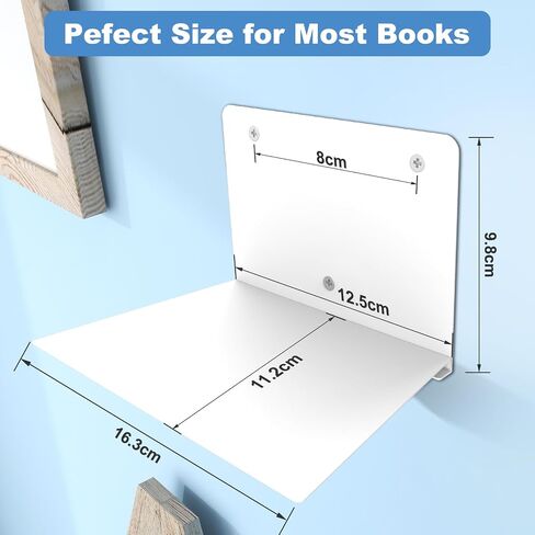 Fentec Invisible Floating Bookshelf, Wall Mounted Floating Bookshelves Heavy-Duty Book Organizers Hidden Book Shelf Metal Shelves Holder for Books Storage Bedroom Living Room Home Office, 4-Pack White in Saudi Arabia