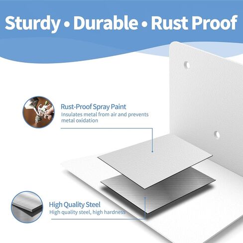 Fentec Invisible Floating Bookshelf, Wall Mounted Floating Bookshelves Heavy-Duty Book Organizers Hidden Book Shelf Metal Shelves Holder for Books Storage Bedroom Living Room Home Office, 4-Pack White in Saudi Arabia