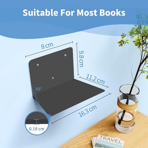 Fentec Invisible Floating Reshelflesh ، جدار مكتبة عائمة أرفف الكتب الثقيلة منظمي الكتب المخفية رفوف رفوف المعادن الحامل للكتب غرفة نوم غرفة المعيش in Kuwait