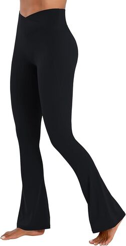 Sunzel Hidden Butt Lifting Scrunch Flare Leggings for Women with Pockets No Front Seam Tummy Control Mini Flared Yoga Pants in Kuwait
