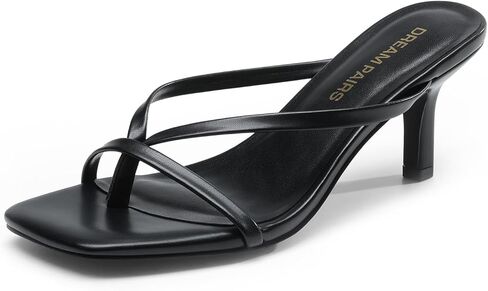 DREAM PAIRS Heels for Women Flip Flops Kitten Low Heels Open Square Toe Thong Heeled Sandals, Sexy Fashion Comfort Shoes for Party Casual Slides in Saudi Arabia