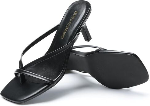 DREAM PAIRS Heels for Women Flip Flops Kitten Low Heels Open Square Toe Thong Heeled Sandals, Sexy Fashion Comfort Shoes for Party Casual Slides in Saudi Arabia